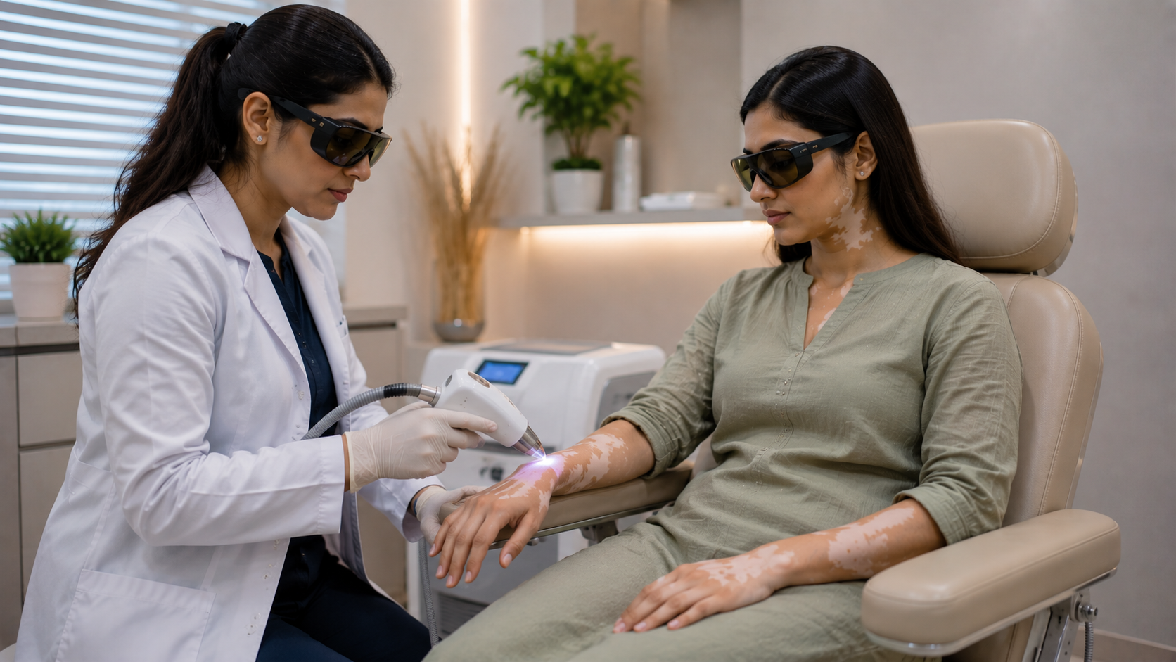 Targeted phototherapy setup for vitiligo treatment